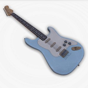 Old Retro Vintage Electric Guitar Low-poly PBR
