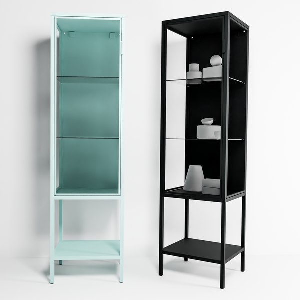 Rudsta Ikea Glass Door Cabinet 3d, Industrial Bookcase With Glass Doors Ikea