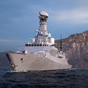 UK Stealth Naval Ship Type 26 Grey Rigged