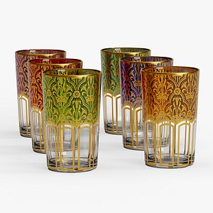 Colored Moroccan tea glasses 3D model