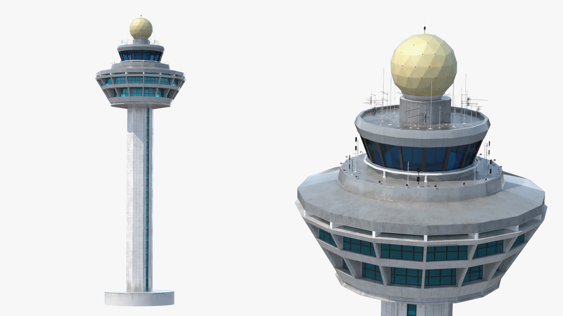 Changi Airport Control Tower 3D model preview