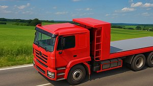 3D 3-Axle Flatbed Truck 3D Model High Quality Low Poly Design model