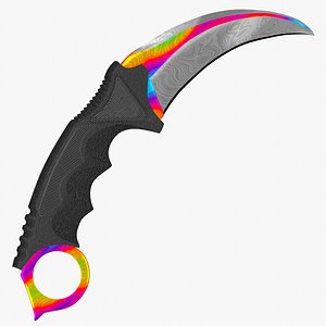 3D model colourful karambit knife pbr