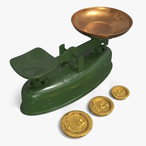 Antique Cast Iron Balance Scale and Bronze Bowl Old