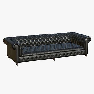 Chesterfield Leather Sofa Black New Design 3D model