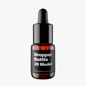 Serum Dropper Bottle with Label Space 3D Model - Branding Mockup