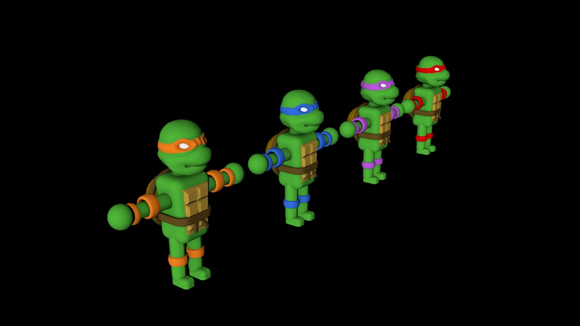 3D teenage mutant ninja turtles https://p.turbosquid.com/ts-thumb/06/HtA2rm/KO3siisC/tmnt_low_poly_front_color/jpg/1523562621/1920x1080/fit_q87/358223a23d8317dcea0000e84c2ac358e07c1a86/tmnt_low_poly_front_color.jpg