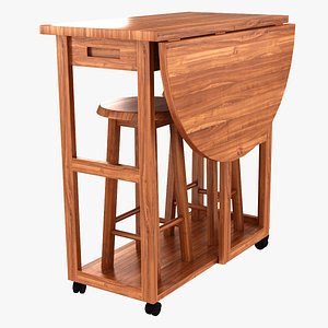 Folding Wooden Living Room Table with Benches