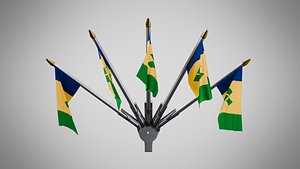 Wall Mount Flags 5 Of Saint Vincent and the Grenadines
