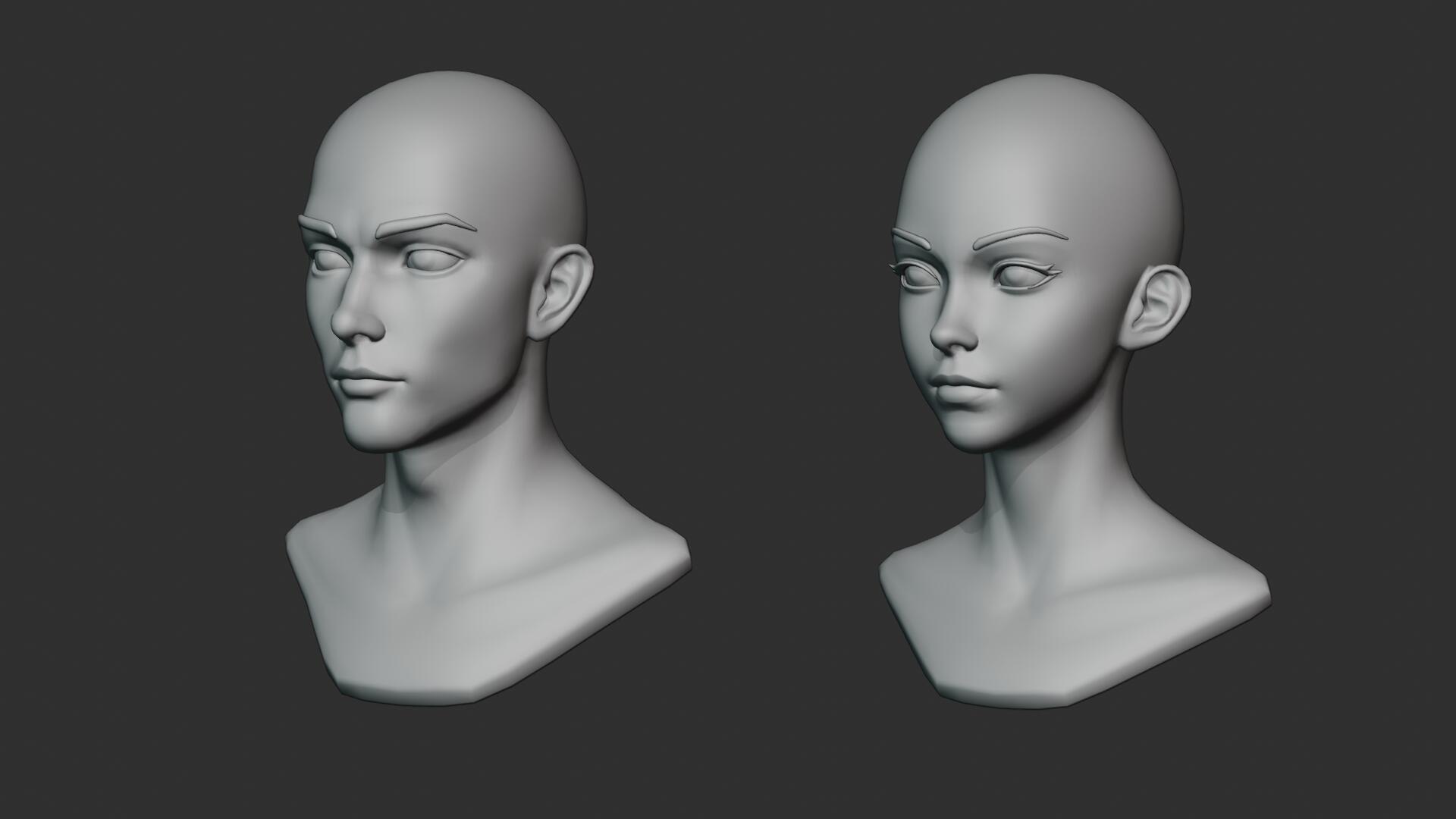 3D Stylized Anime Male and Female Head Base Mesh 3D Model https://p.turbosquid.com/ts-thumb/06/aB9YJz/rm/00_08/jpg/1774534707/1920x1080/fit_q87/376628c142df68bbaae166a1a4470a406709149e/00_08.jpg