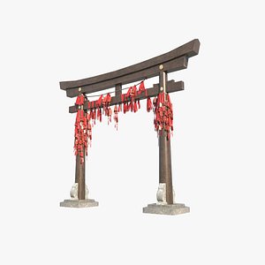 Ancient Asian architecture praying Torii