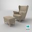 IKEA Strandmon Kelinge Bej Armchair and Pouf