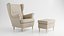 IKEA Strandmon Kelinge Bej Armchair and Pouf