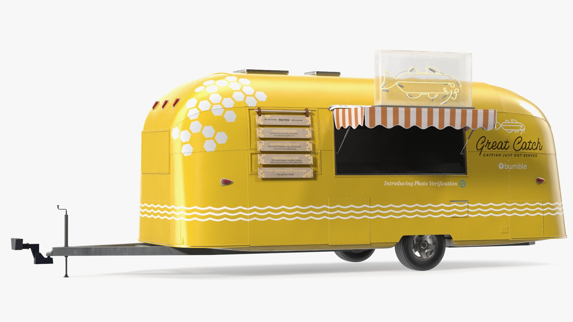 Modern Fish Food Truck Yellow 3D model preview