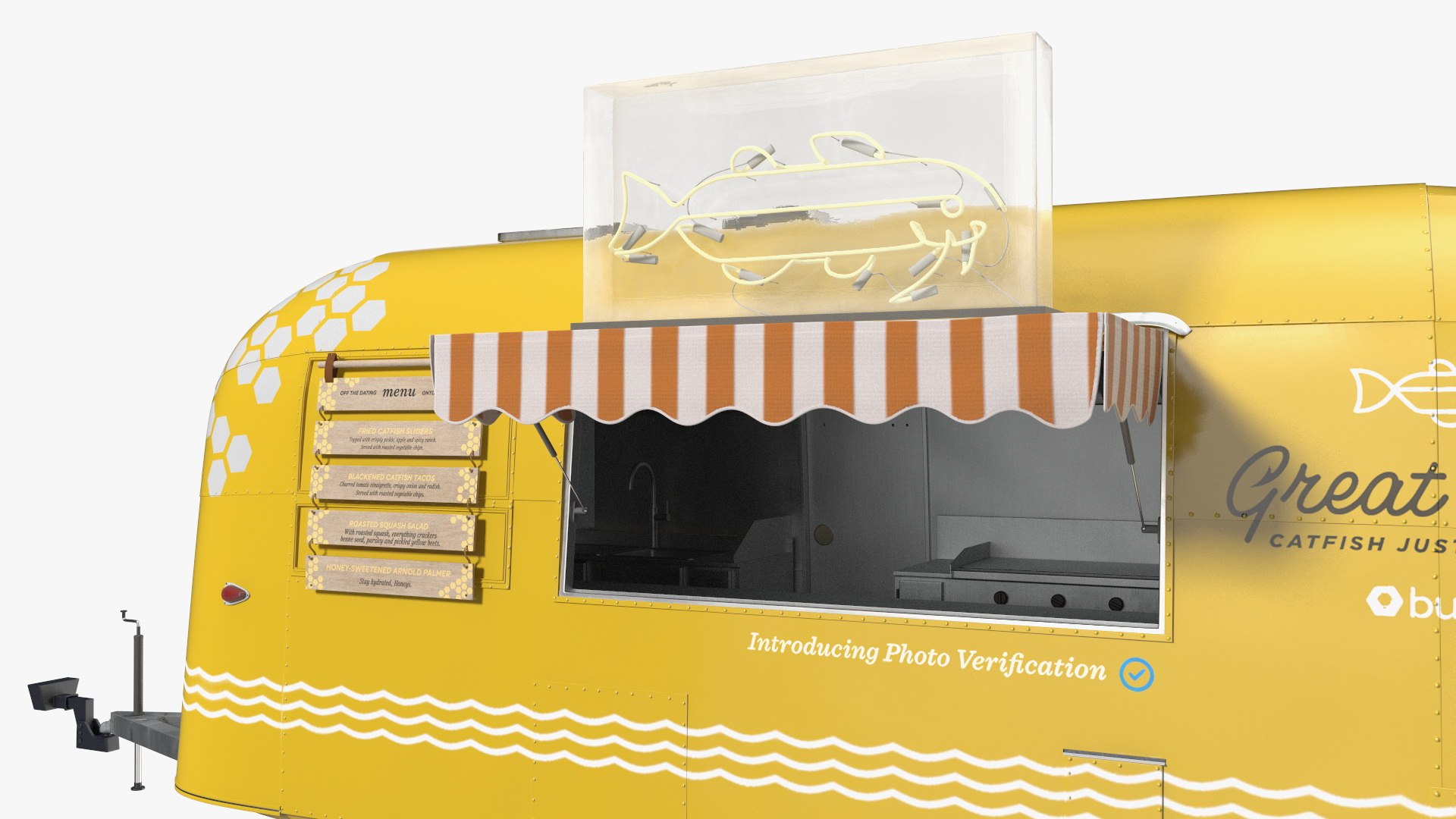 3D model Modern Fish Food Truck Yellow TurboSquid 2054436