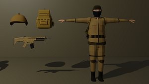 Low poly Military Soldier model