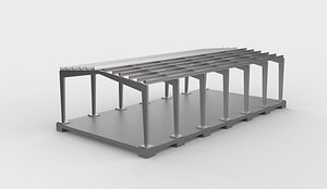 Industrial metal hangar 02 3D model