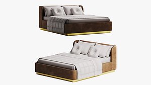 Low-poly brown bed 3D