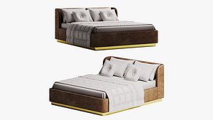 Low-poly brown bed