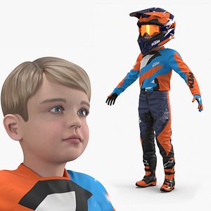3D KTM Junior Motocross Rider in Racing Gear