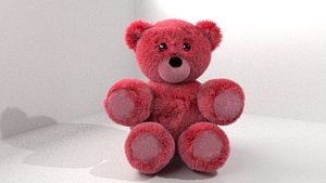 pink red fluffy teddy bear model