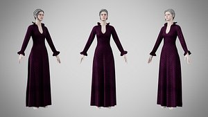 Dress 29 Velvet Plum Dream v2 3D model
