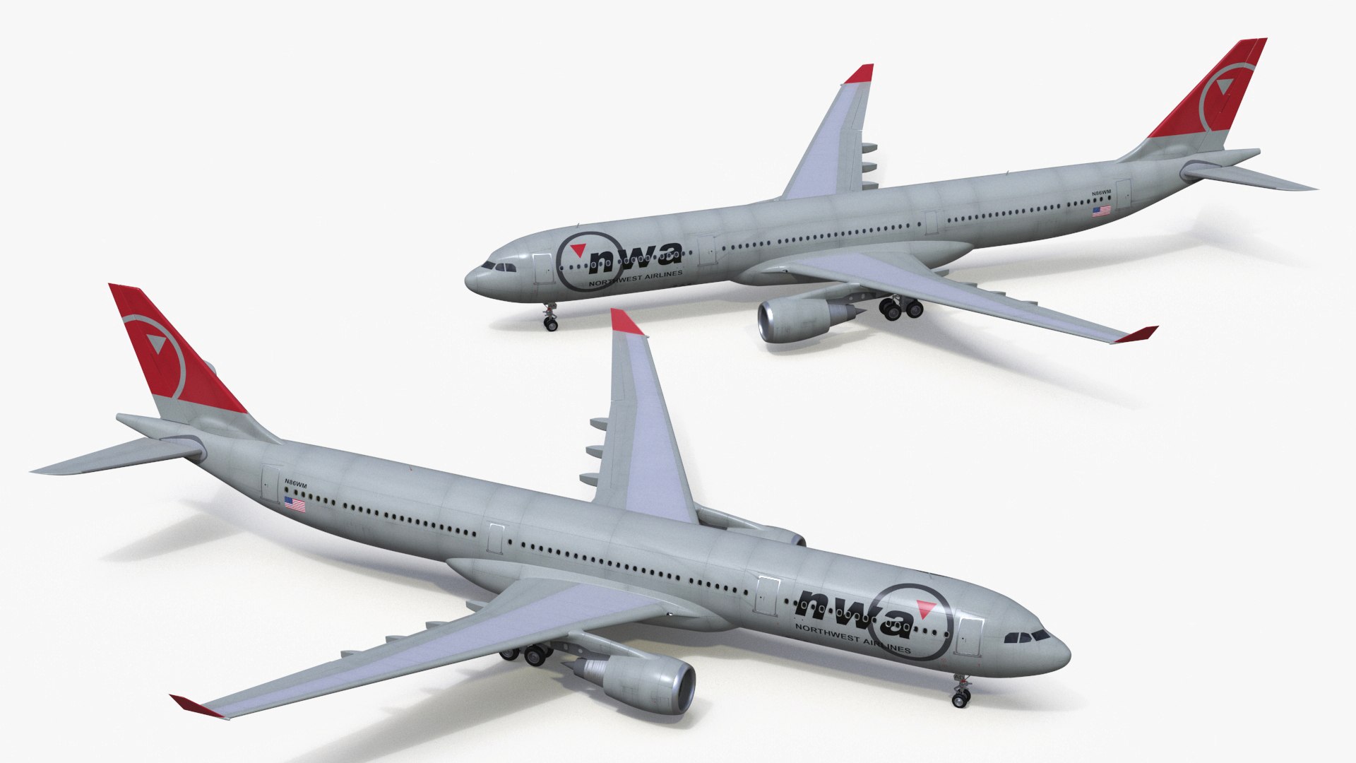 Commercial Airliner Airbus A330300 Northwest Airlines Rigged For Maya