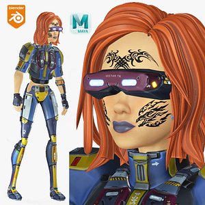 Cartoon Rigged Fighter Girl-Tania Character 3D Model model