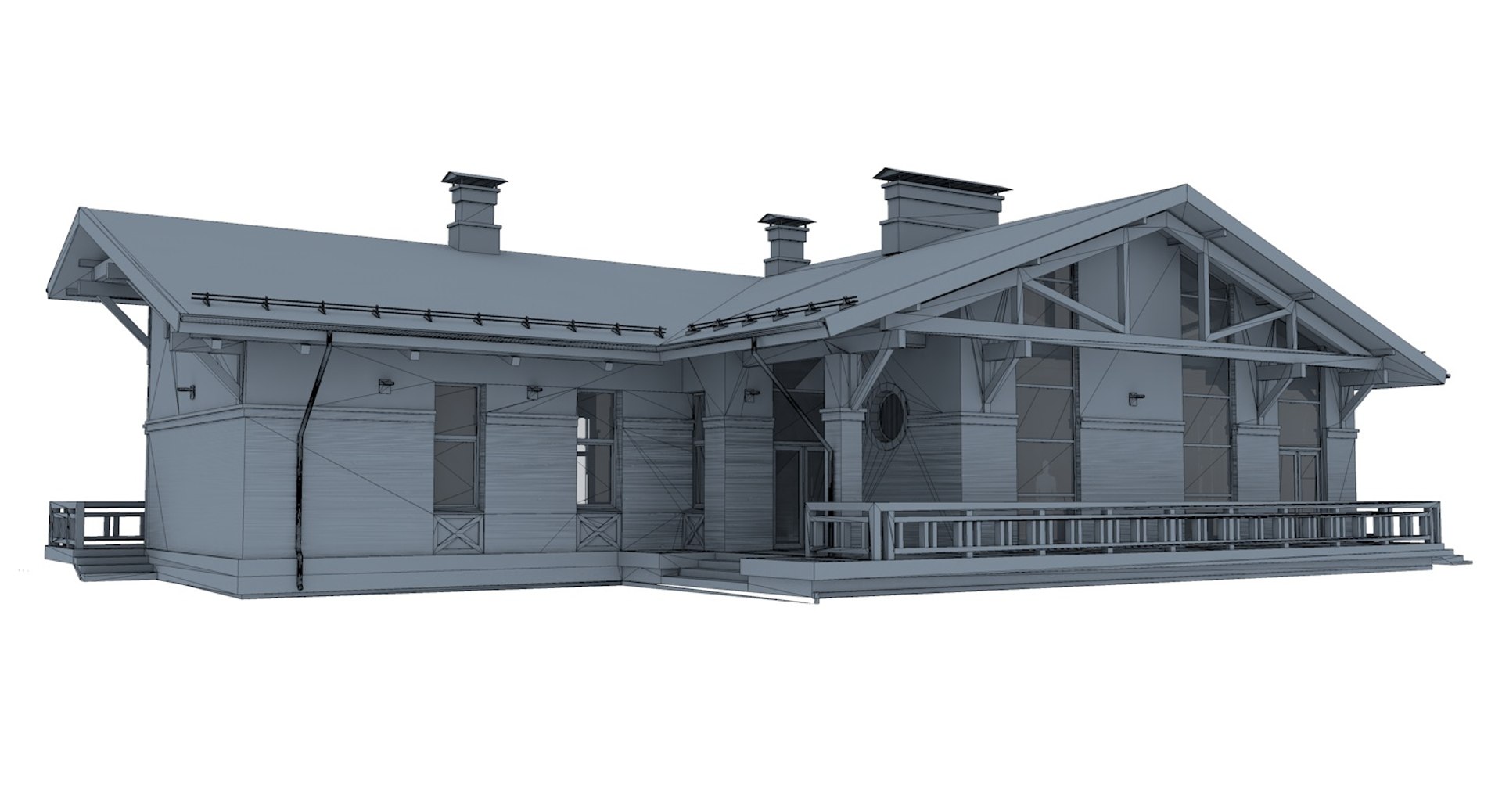 3D Model European Modern Timber House - TurboSquid 1441878
