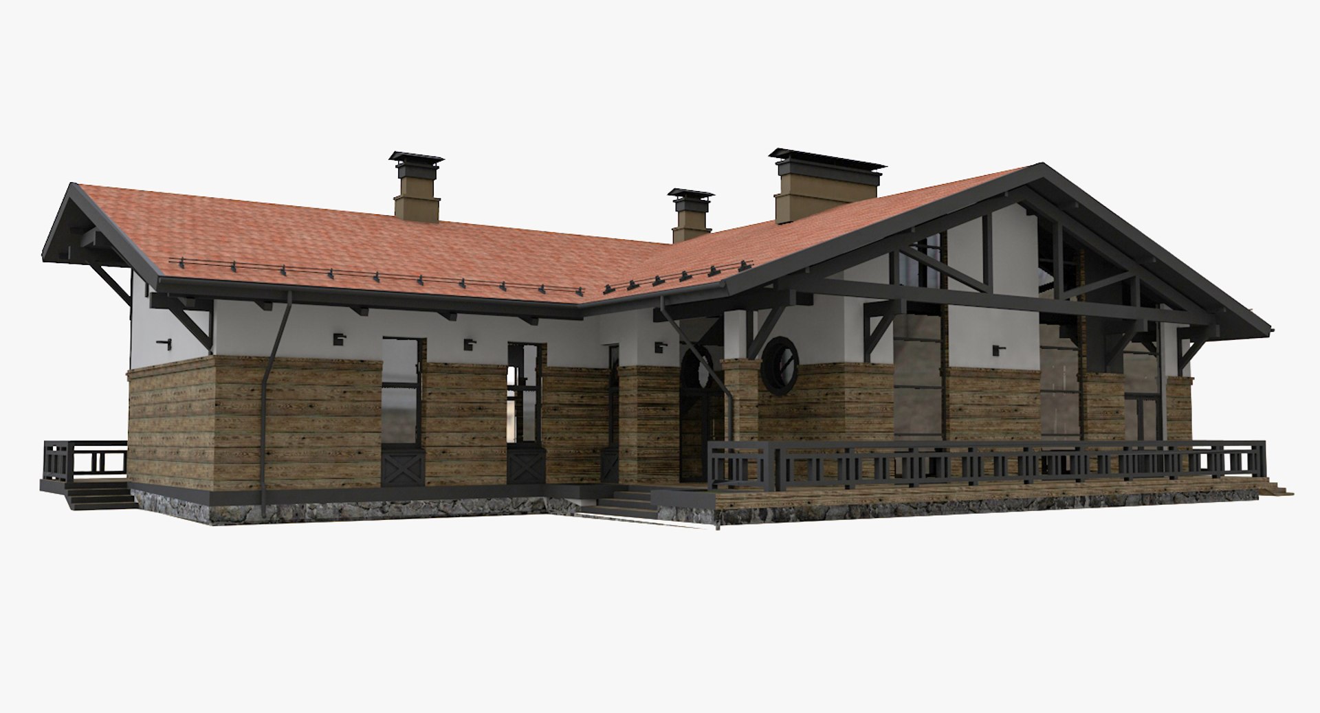 3D Model European Modern Timber House - TurboSquid 1441878