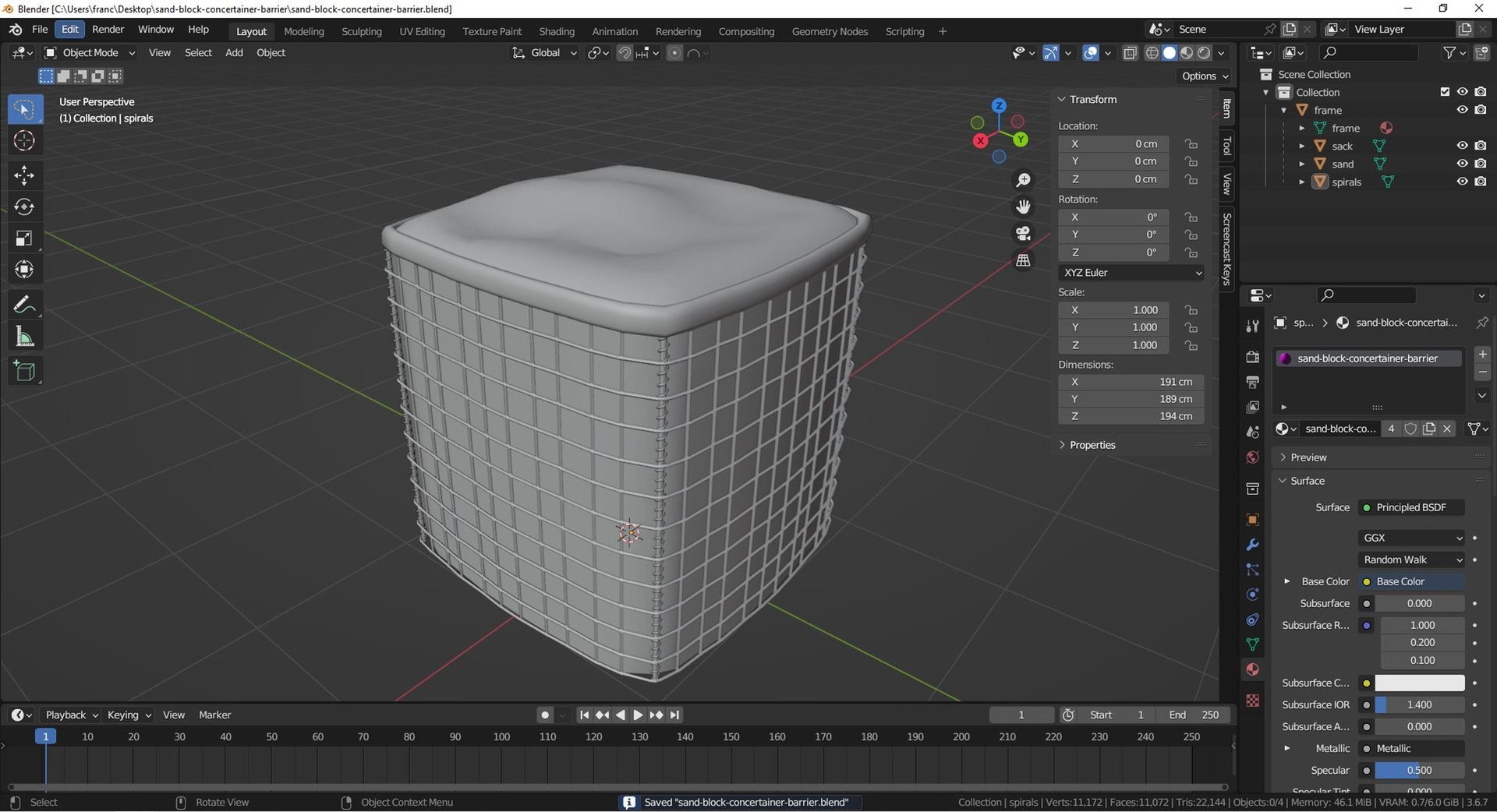 3D Model Sand Block Concertainer Barrier - TurboSquid 2173933