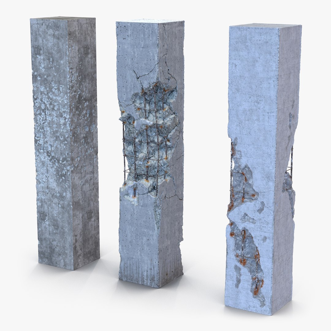 Concrete Pillars Set 3D model preview