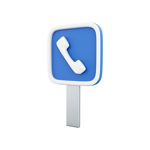 telephone road signcartoon icon 3D model