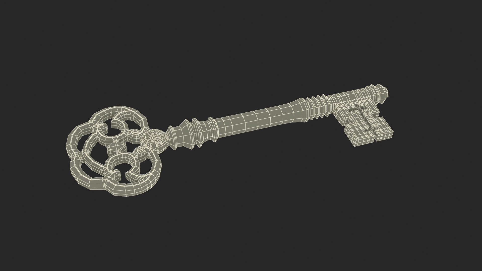 3D Model Antique Ornate Skeleton Key Silver - TurboSquid 2243501
