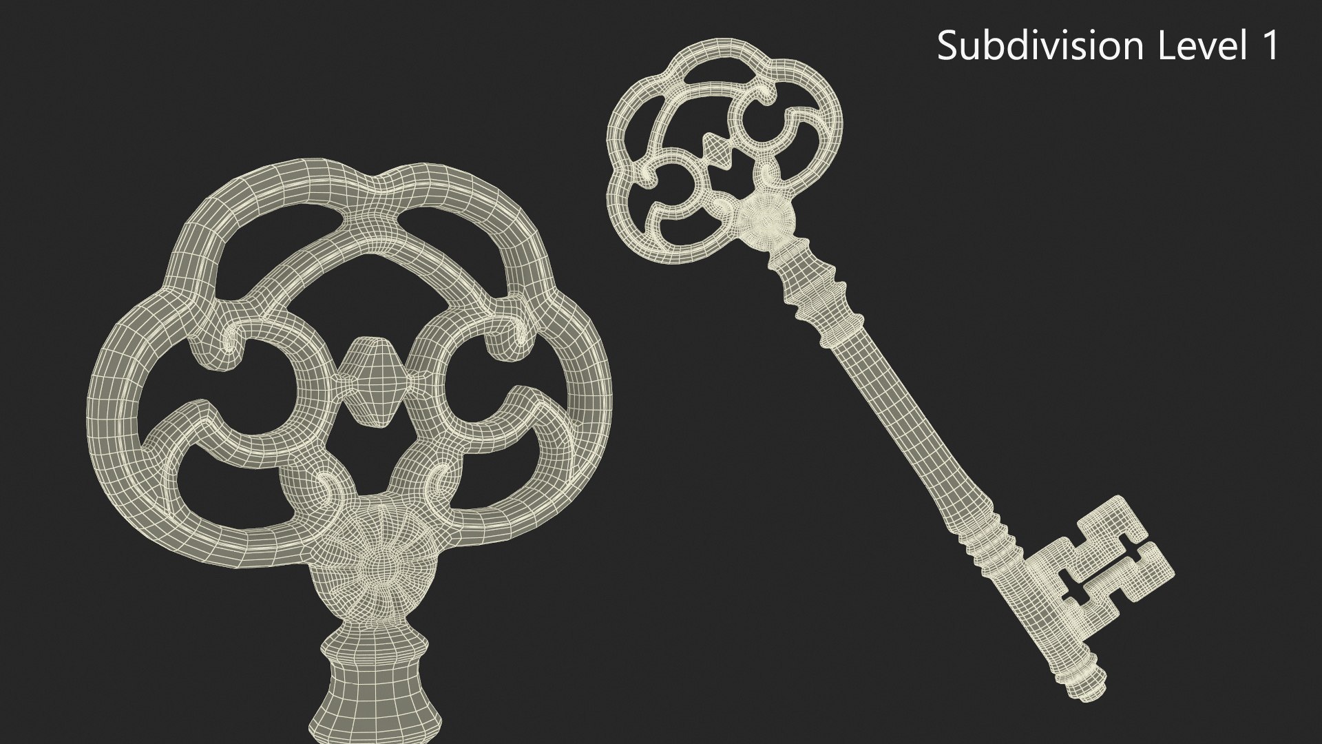 3D Model Antique Ornate Skeleton Key Silver - TurboSquid 2243501