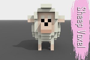 voxel sheep low-poly 3D