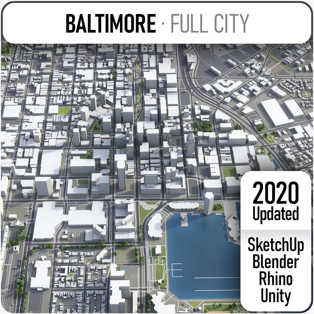 3D city baltimore surrounding area model - TurboSquid 1403410