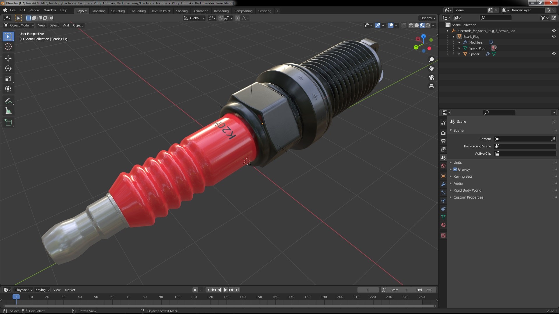 3D Electrode For Spark Plug 3 Stroke Red TurboSquid 2145624