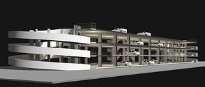 3D Parking garage building in section cut 25-16 model