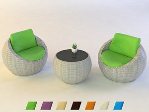 table chair plant 3D