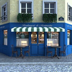 3D bakery exterior interior