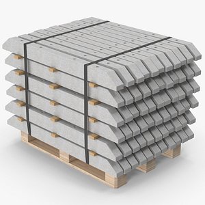 Stacked Concrete Spur On Wood Pallet 3D model