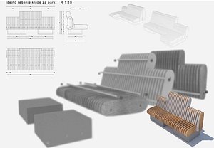modern bench 2017 3D