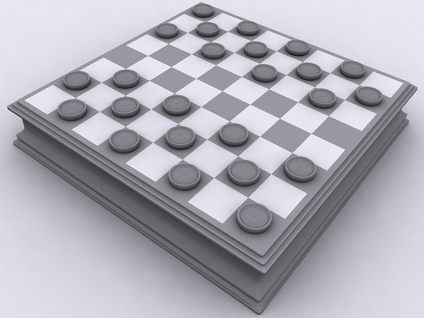 Checkers set wood model - TurboSquid 1299625
