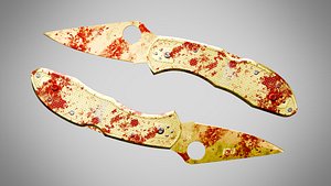 Knife 9 Sun Yellow FT With Blood 3D model