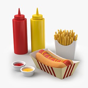 3D hot dog french fries