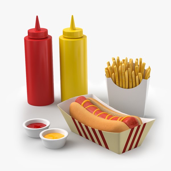 3D hot dog french fries