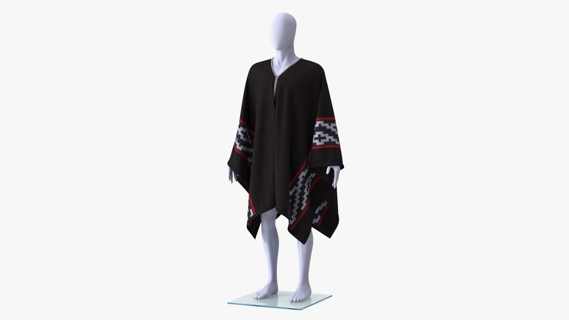 Black Poncho on Mannequin 3D model preview