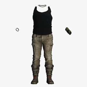 3D model Female Action Outfit - Realistic Low Poly Game Clothing
