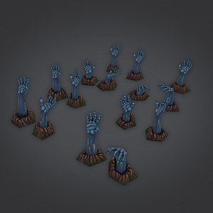 low poly zombie hand pack